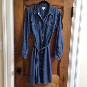 J. Crew Denim Shirtdress Tie Front